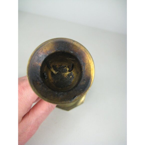 Vintage Brass Candlestick Set 2 Hexagonal Base - Picture 11 of 12